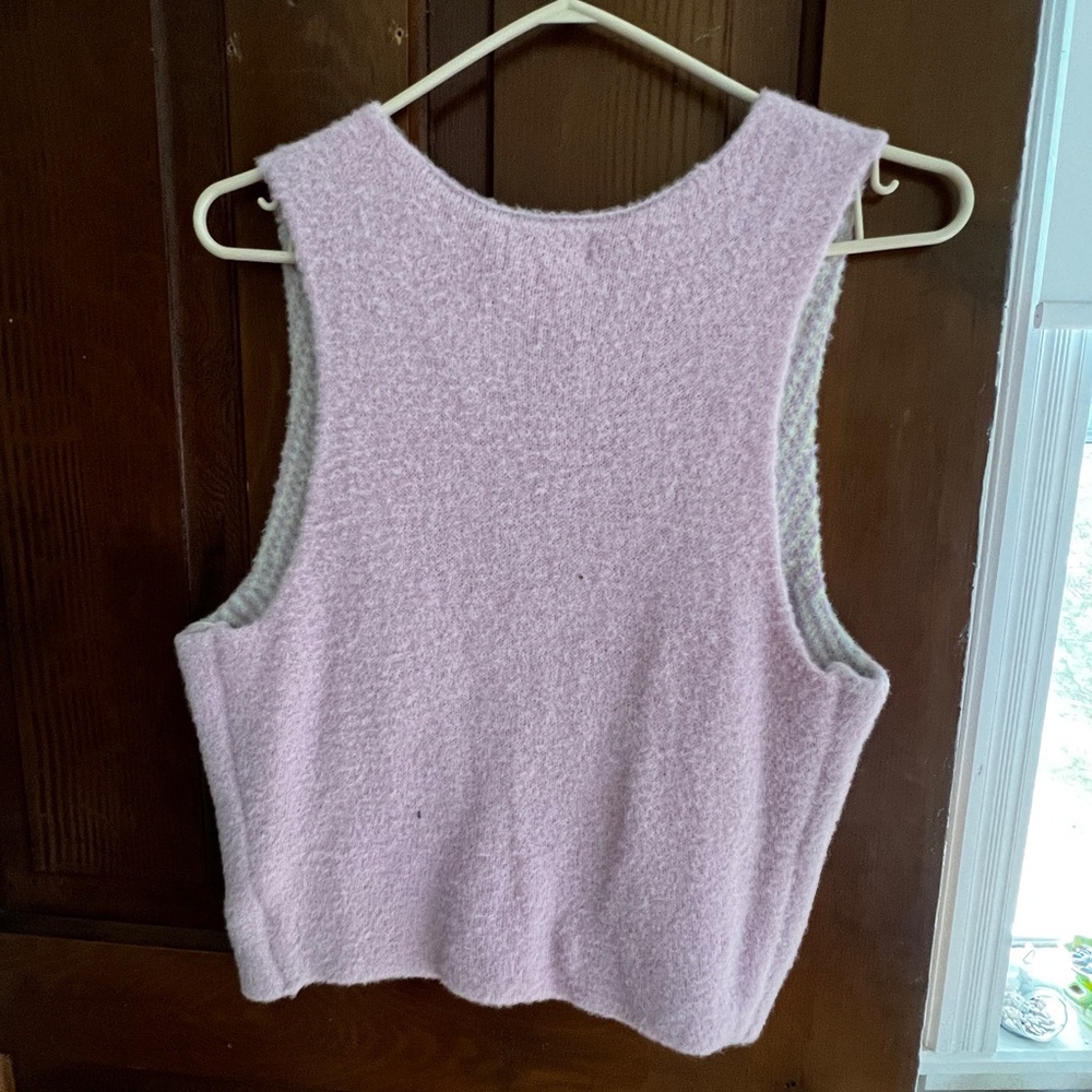 Hot Topic Pink Fuzzy Crop Tank with Rainbow - Picture 2 of 4